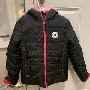 Hurley girls hooded coat size large (12-13 yrs) (140-155cm)